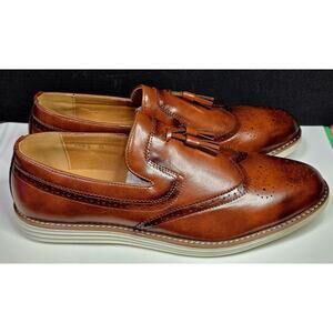 Men’s Brown Tassel Loafers Brogue Slip On Dress Shoes Size 11.5–12 New